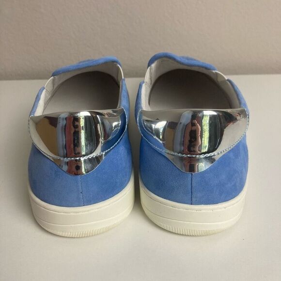 Johnston and Murphy Women's Elaina Blue Suede Leather Slip On Weave Sneakers 11 - Picture 3 of 6